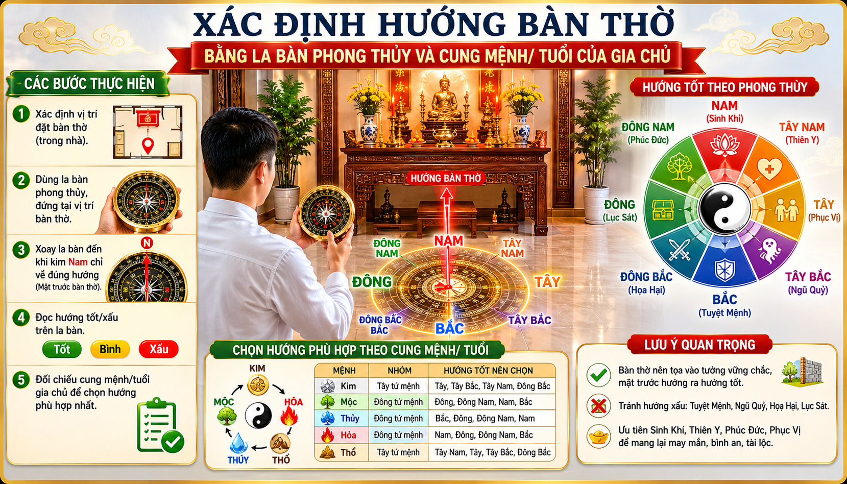 hướng bàn thờ phong thủy