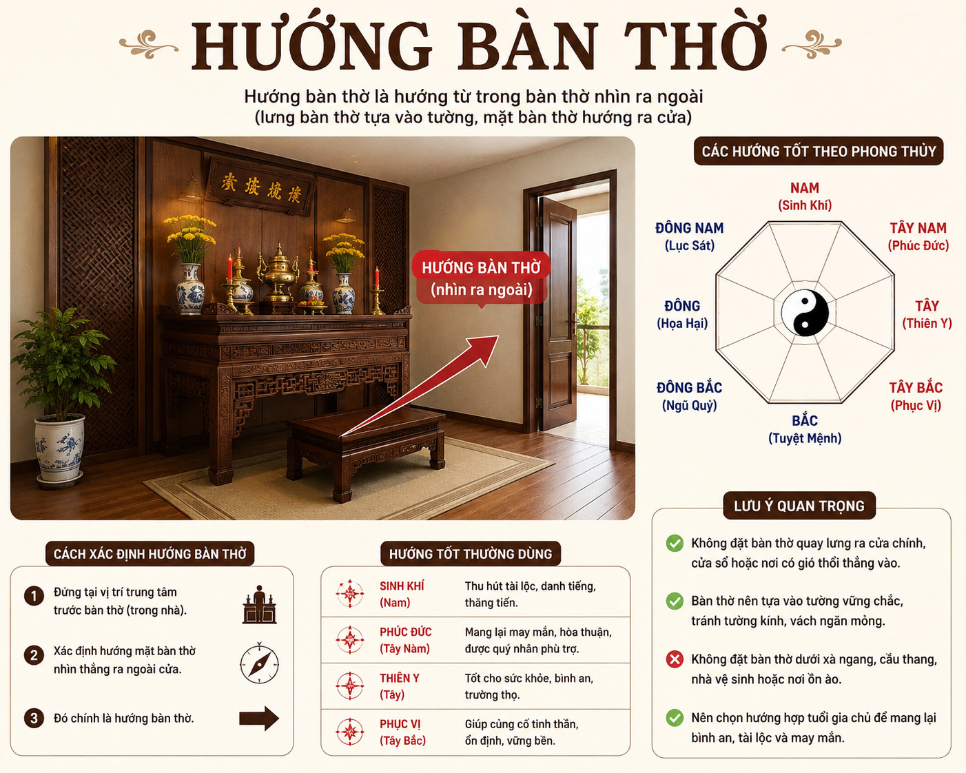 xem hướng bàn thờ